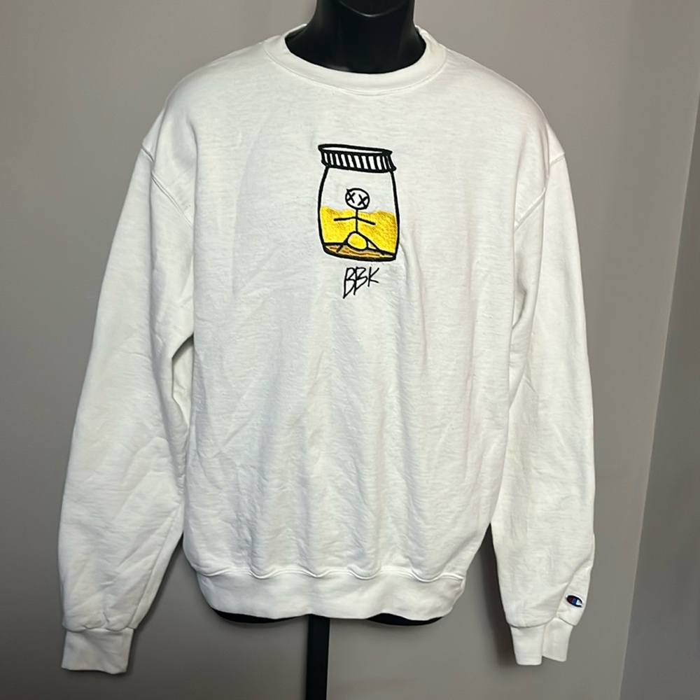 Big Ball Kyle BBK Pi$$ Jar Crewneck Sweatshirt White Medium